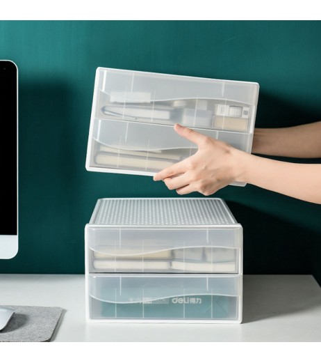 Files Organizer 2 Layer Simple Style Large Capacity Office Storage Box