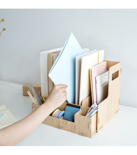 1 Piece Files Organizer Wood DIY Combination Office Storage Box