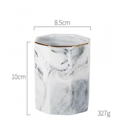 1Pc Office Ceramic Storage Can Nordic Style Marbled Pen Holder