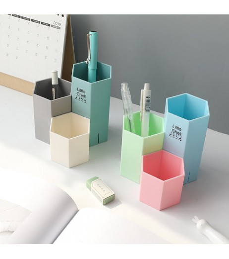 1 Piece Pencil Holder Geometry Shape 3 In 1 Stationery Holder