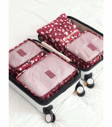 6 Pcs Clothes Storage Bags Set Sweet Floral Pattern Large Capacity Travel Clothes Organizers