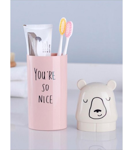 1Pc Toothbrush Holder Portable Letter Pattern Chic Travel Toothbrush Storage Box
