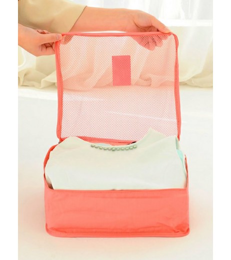 6 Pcs Storage Bags Set Solid Color Portable Useful Travel Sorting Bags