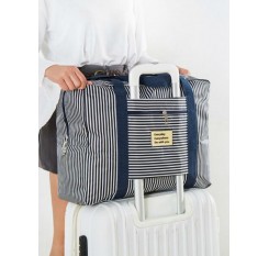 Travel Storage Bag Large Capacity Striped Pattern Clothing Bag
