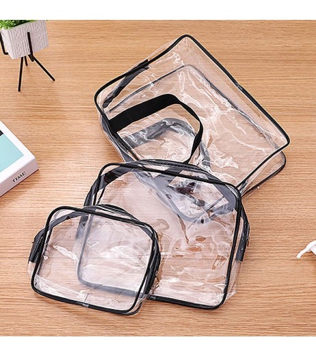3 Pcs Storage Bags Set Transparent Portable Waterproof Multifunctional Travel Bags