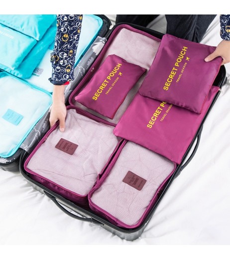 6 Pieces Travel Storage Bags Set Simple Letters Pattern Waterproof Bags