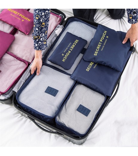 6 Pieces Travel Storage Bags Set Simple Letters Pattern Waterproof Bags
