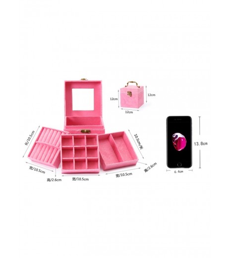 Jewelry Box Solid Color Three-layer Portable European Style Storage Box