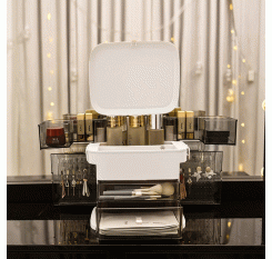 Cosmetic Box Multi Layers Large Capacity Dust Proof Desktop Makeup Box