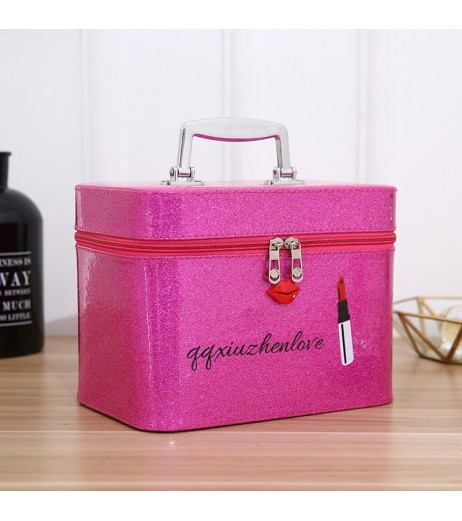 1 Piece Portable Makeup Box Red Lip Large Capacity Cosmetic Container