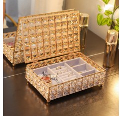 Cosmetic Box Entry Lux Crystal Grid-Design Makeup Organizer