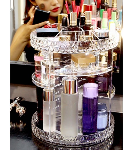 Makeup Storage Rack Transparent Multi Layers 360-degree Rotary Cosmetic Box
