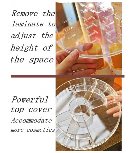 Makeup Storage Rack Transparent Multi Layers 360-degree Rotary Cosmetic Box