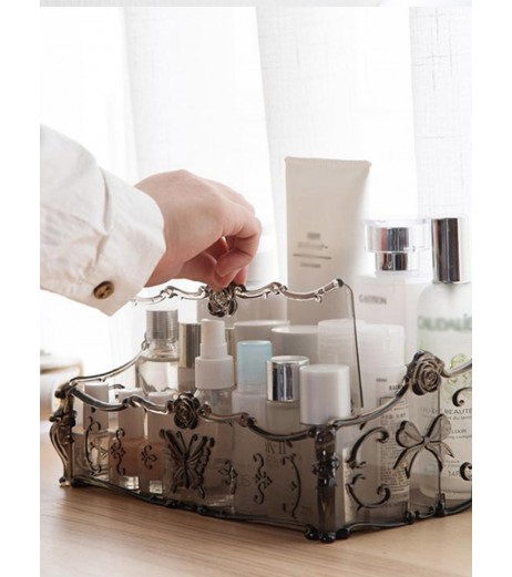 Delicate Embossed Cosmetic Box Multi Compartments Desktop Makeup Organizer