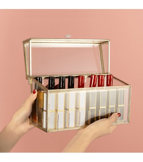 1 Piece Cosmetic Box 24 Grids Transparent Large Capacity Simple Cosmetic Box