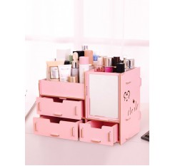Desk Cosmetics Box Creative Drawers Type Useful Storage Box With Mirror