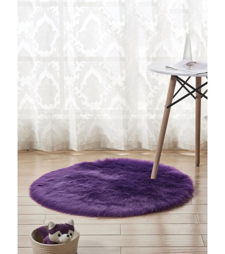 Round Plush Rug Solid Color Living Room Bedroom Soft Floor Mat Home Decoration