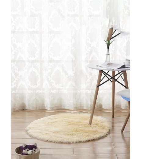 Round Plush Rug Solid Color Living Room Bedroom Soft Floor Mat Home Decoration