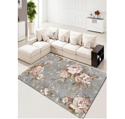 Living Room Carpet Floral Beautiful Washable Rug
