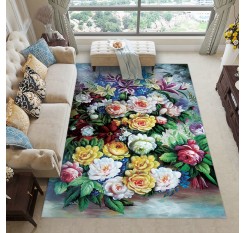 Rug Modern Simple Color Block Floral Living Room Carpet