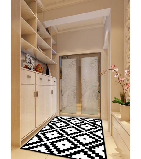 Floor Mat Simple Geometric Pattern Washable Water Absorbent Door Mat