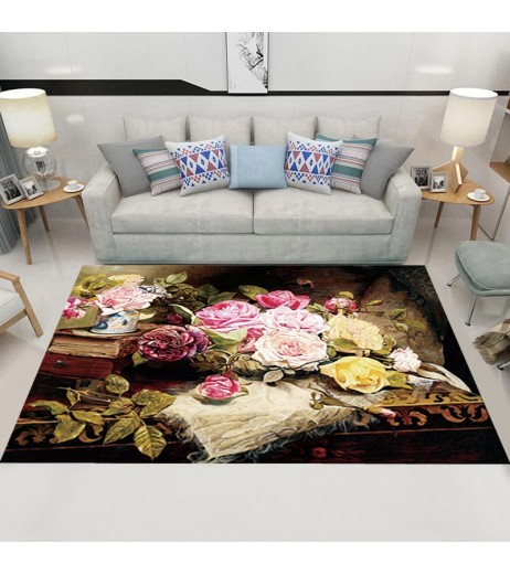 Rug European Luxurious Plant Pattern Living Room Carpet