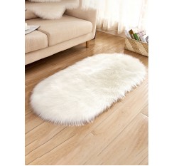 Oval Shape Plush Rug Living Room Bedroom Soft Fluffy Floor Mat Home Decoration