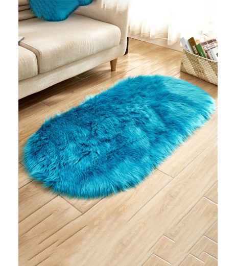 Oval Shape Plush Rug Living Room Bedroom Soft Fluffy Floor Mat Home Decoration