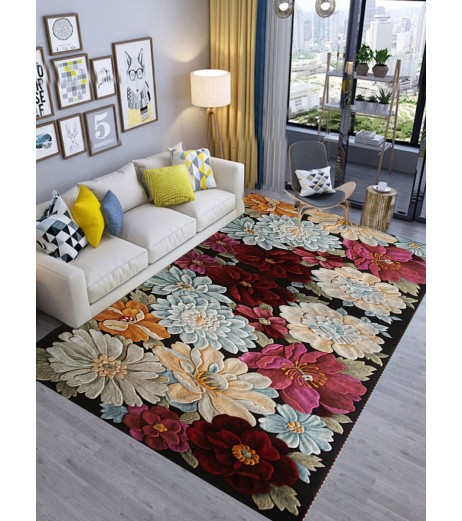Floor Mat 3D Flower Pattern Home Living Room Mat