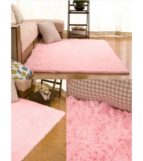 1Pc Living Room Floor Rug Solid Color Thickened Soft Anti-slip Rug