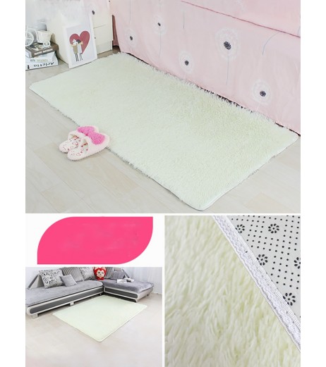 1Pc Living Room Floor Rug Solid Color Thickened Soft Anti-slip Rug