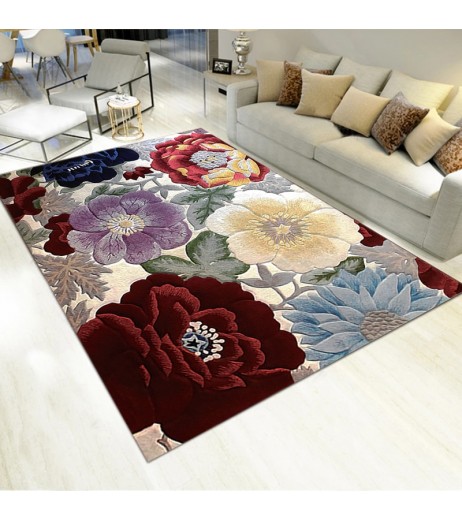 Rug European Luxurious Wear-resistant Floral Pattern Carpet