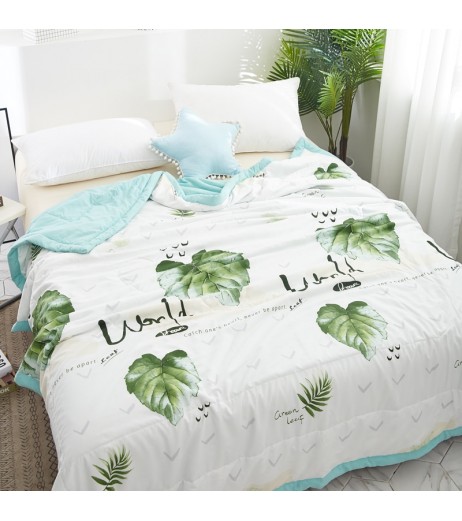 1 Pc Comforter Fresh Style Plant Pattern Soft Comfy Summer Quilt