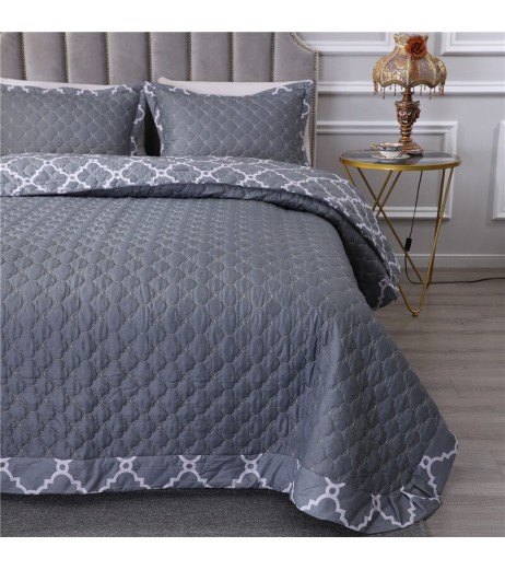 3 Pieces Blanket And Pillowcases Set Simple Geometry Print Bedding Set