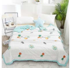 1Pc Home Bed Comforter Fresh Pineapple Pattern Supple Thin Quilt