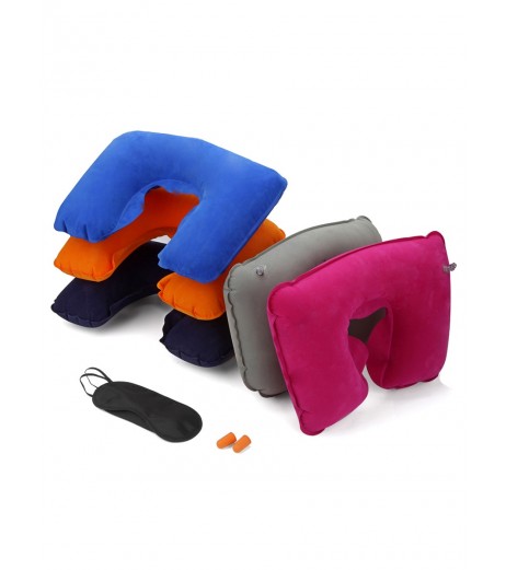 3 Pcs Travelling Personal Accessories Set SImple Inflation Pillow Blinder Earplugs Set