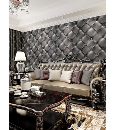 Bedroom Wall Paper 3D PVC Simulation Soft Luxurious Solid Wallpaper