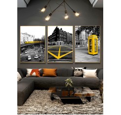 3Pcs Modern City Unframed Wall Hanging Paintings Set Home Wall Murals Decoration