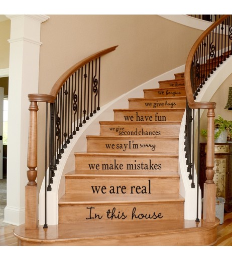 1Pc Wall Sticker Simple Letter Pattern Creative Stair Decoratiion