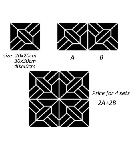 4 Pieces Wall Sticker Geometric Mirror Effect Simple Sticker