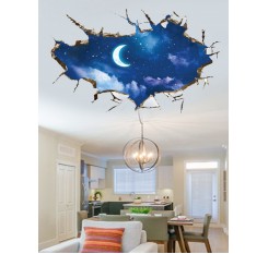 Wall Sticker 3D Moon Sky Pattern Creative Bedroom Living Room Decorative Sticker
