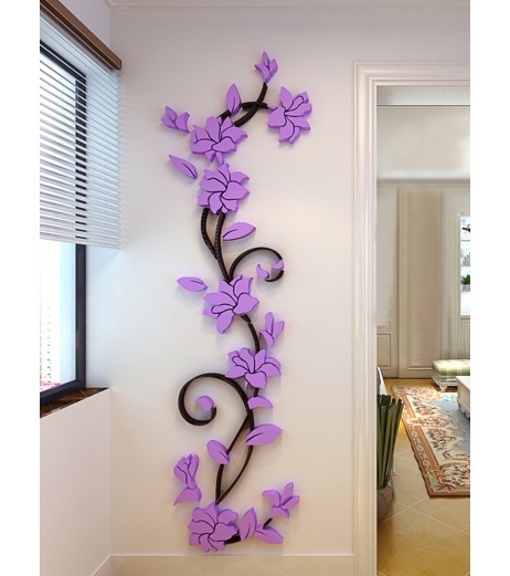 3D Wall Sticker Roses Flower Pattern Modern Style Home Acrylic Stereo Wall Decor