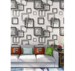 Living Room Wall Paper Creative 3D Geometric Square Pattern DIY Wall Decoration
