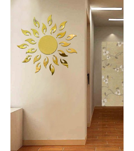 Wall Decorative Mirror Sticker Creative Sunflower Shaped Modern Wall Sticker