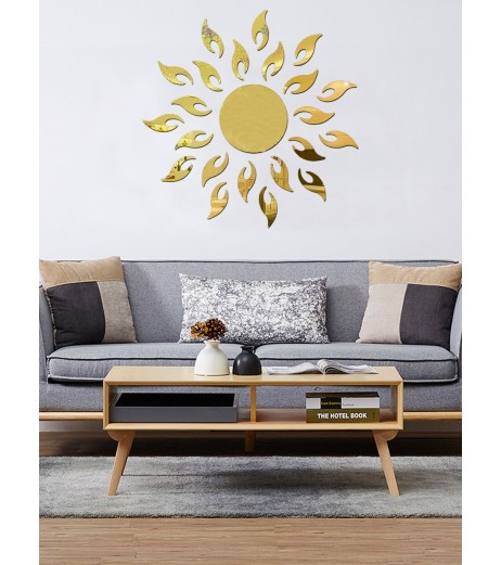 Wall Decorative Mirror Sticker Creative Sunflower Shaped Modern Wall Sticker