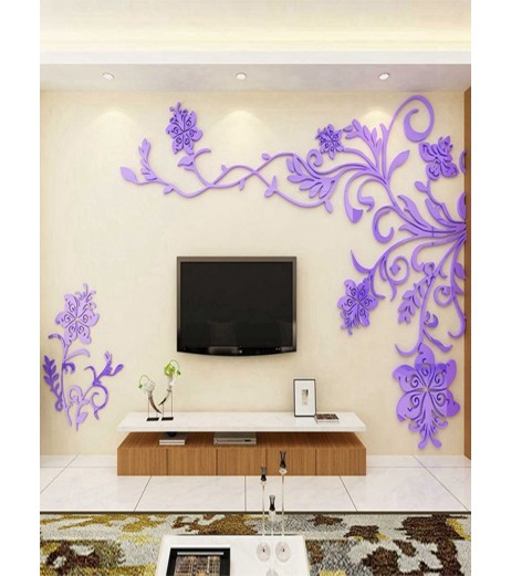 1Pc 3D Acrylic Wall Sticker Simple Modern Style Flower Home Bedroom Living Room Wall Decal