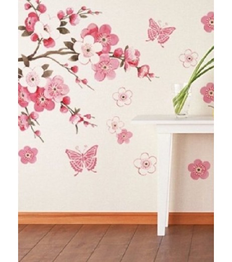 Wall Stickers Plum Flower Pattern Bedroom Living Room Sofa Background Wall Decorative Removable Stickers