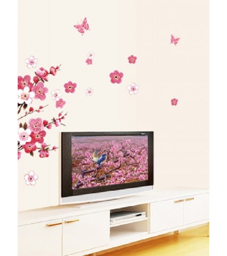 Wall Stickers Plum Flower Pattern Bedroom Living Room Sofa Background Wall Decorative Removable Stickers