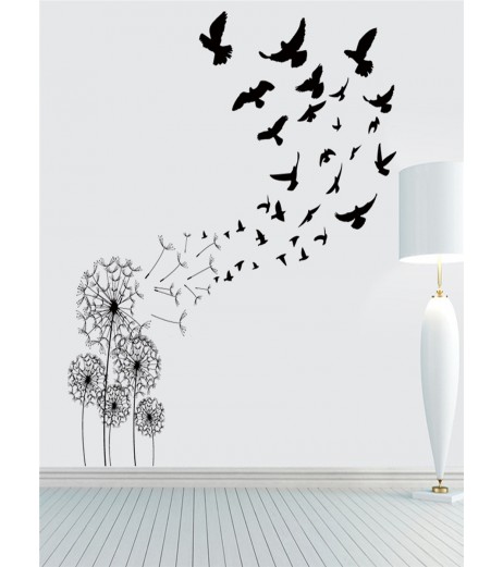 1Pc Modern Style Wall Sticker Dandelion And Pigeon Pattern Home Wall Decal