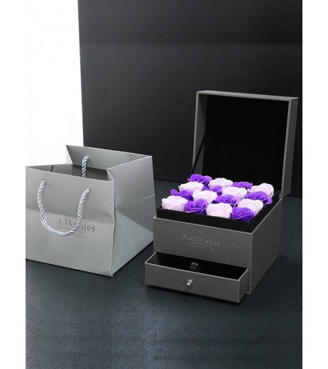 16 Artificial Roses Double-layer Drawer Soap Rose Gift Box Wedding Gift